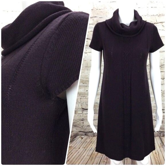 Ann Taylor Dresses & Skirts - Ann Taylor Loft Womens Dress Size Small Sweater Cowl Neck Short Sleeve Purple